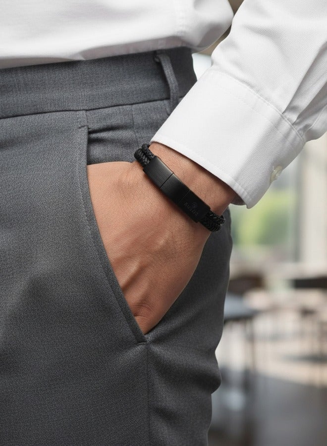 Riblor Bruno Leather Bracelet Black And Black - Image 2